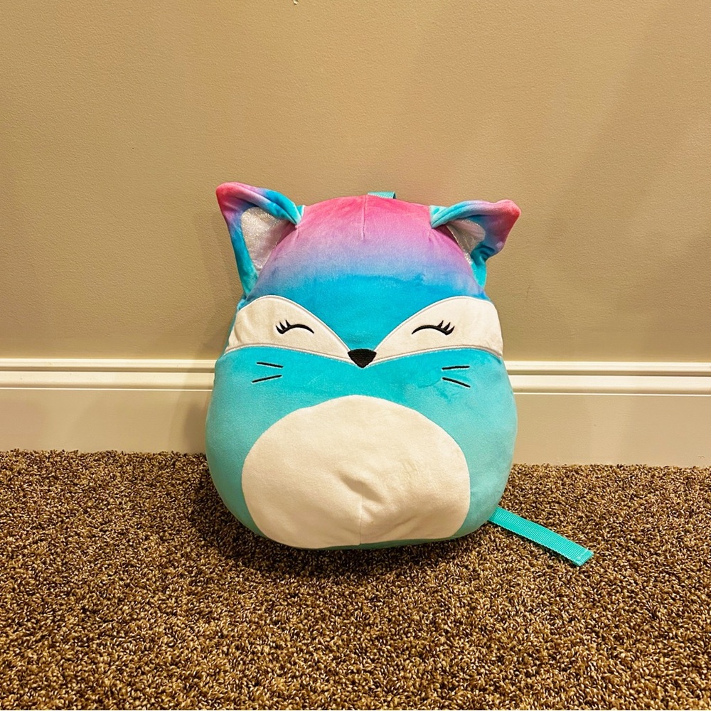 Squishmallows Vickie The Fox Plush Backpack Zip Large 12”